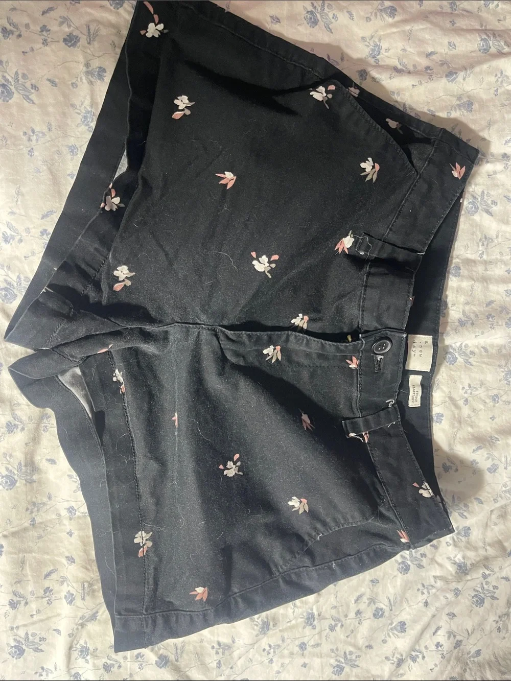 a new day Black Floral Print Women's Jean Shorts